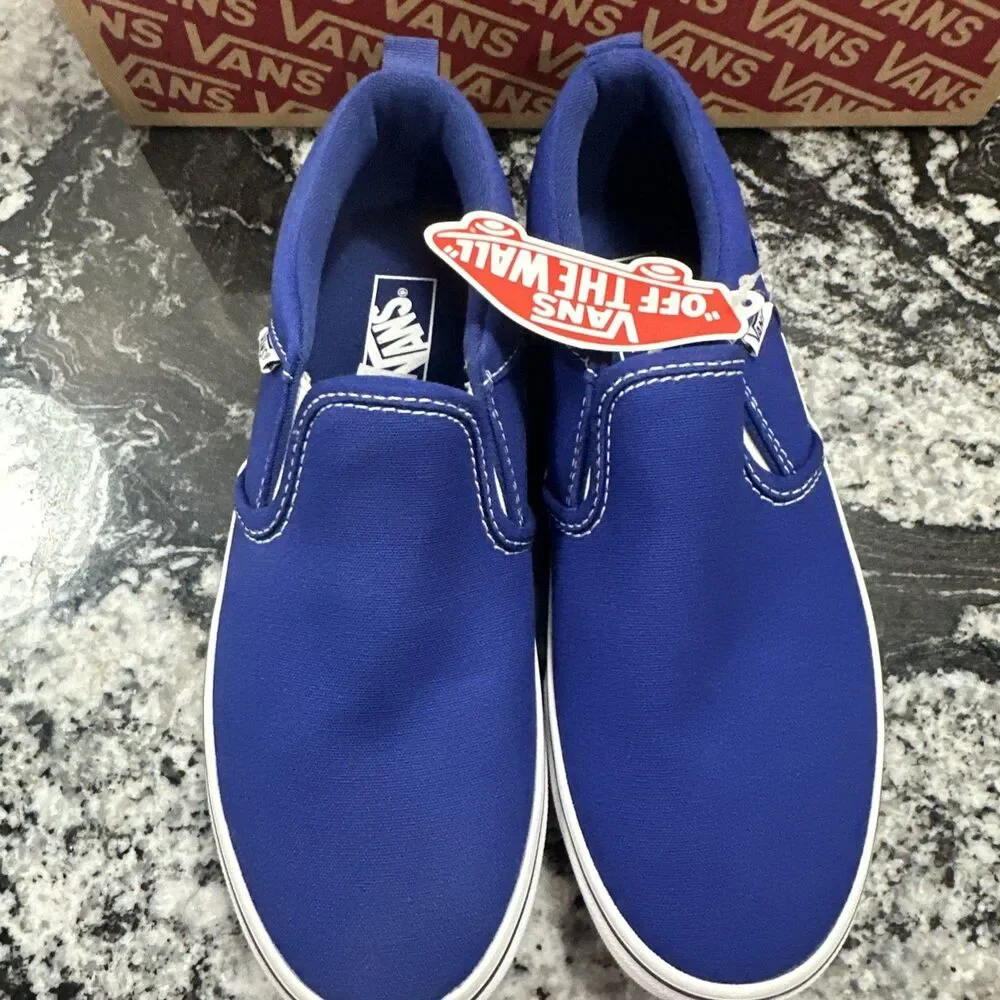 NEW Vans Asher OTW Sidewall Blue White Slip On Skate Shoes Size 5.5